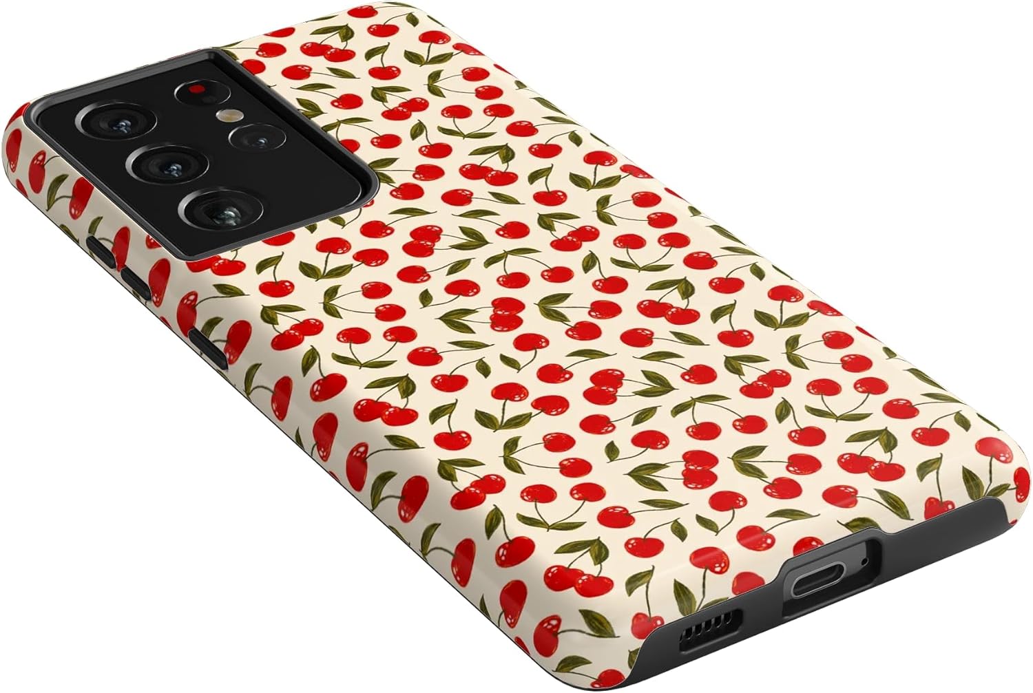 Casely Galaxy S21 Ultra Case | Cherry on Top | Red Cherries | Essential Slim Dual-Layer Protective Design