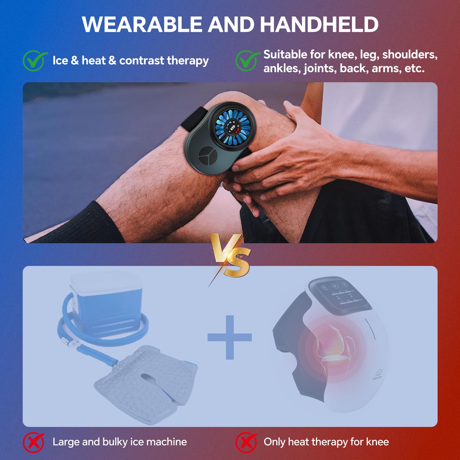 Máquina portátil de terapia de frío, dispositivo de sistema de calor y hielo para aliviar el dolor | Crioterapia, compresión de hielo, para recuperación deportiva, rodilla, hombro, relajación muscular, correas ajustables