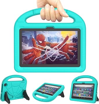 Kids Case for 7 Inch Tab 2022, Lightweight Shockproof Full Cover with Handle Kickstand Also for Tab 7 Inch Tablet - Turquoise
