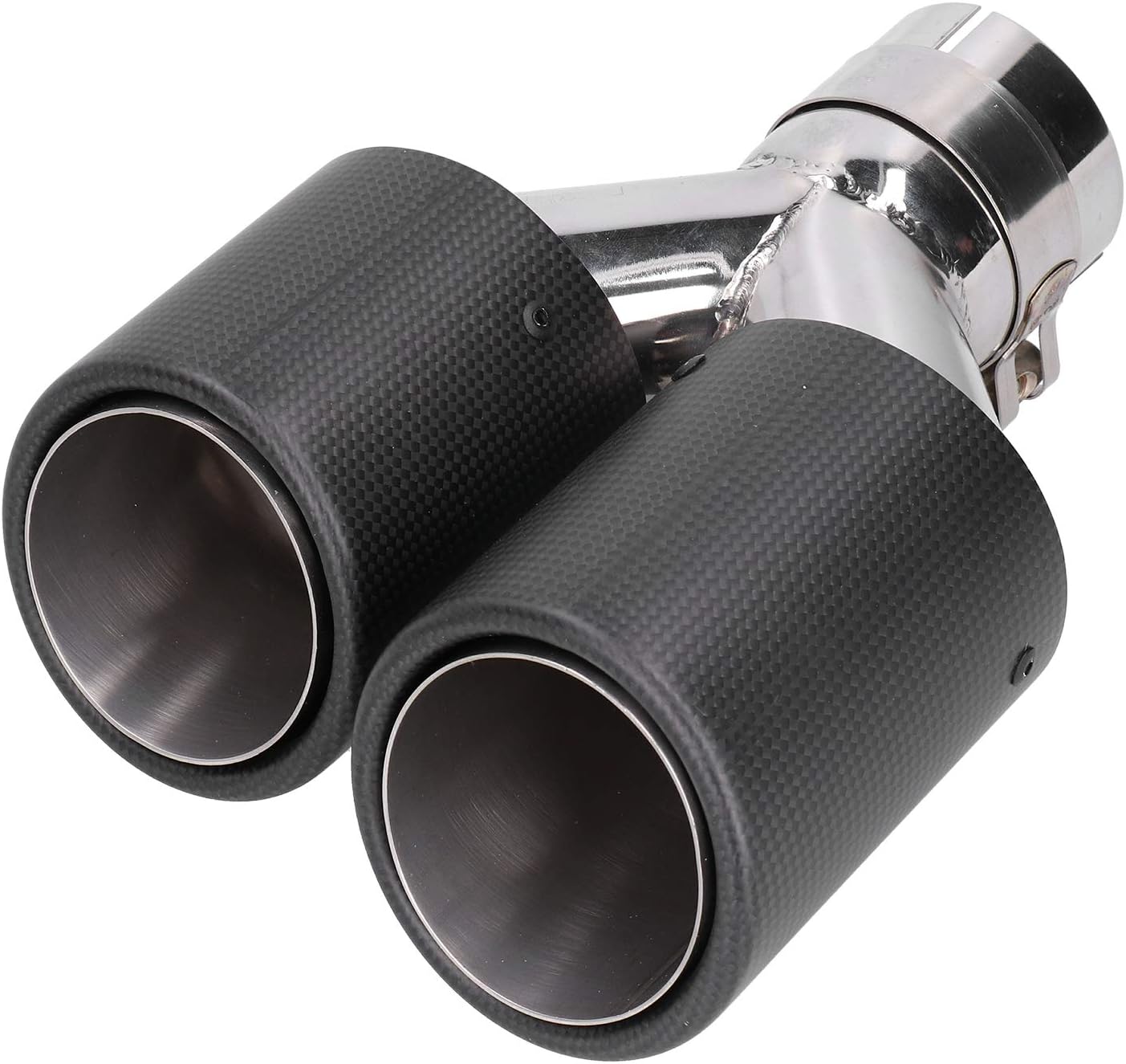 Carbon Fiber Car Tail Throat Adjustable Clamp Exhaust Tail Pipes Light Weight High Strength 9.1In Length Fit For Car Exhaust 2.32.4In With Clamp