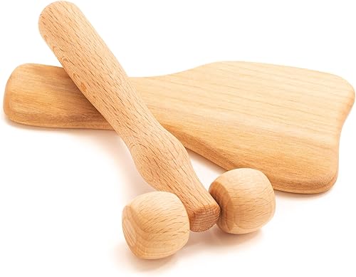 tuuli Body and Face Roller, Multi-Functional Wooden Massage Roller, Helps Ease Muscle Tension and Support Skin Health, Natural Face Massage Tools,