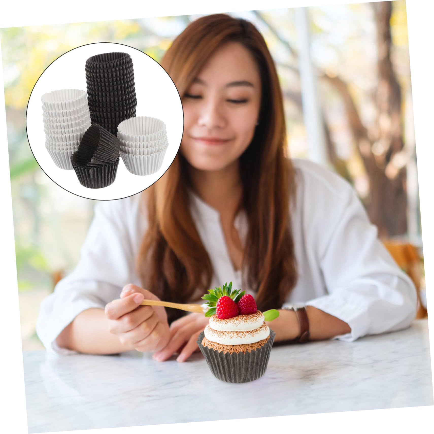 1000 pièces Grandes Caissettes Cupcake Papier Blanc et Doublures Muffins Résistantes Anti-graisse pour Fêtes Anniversaires Mariages