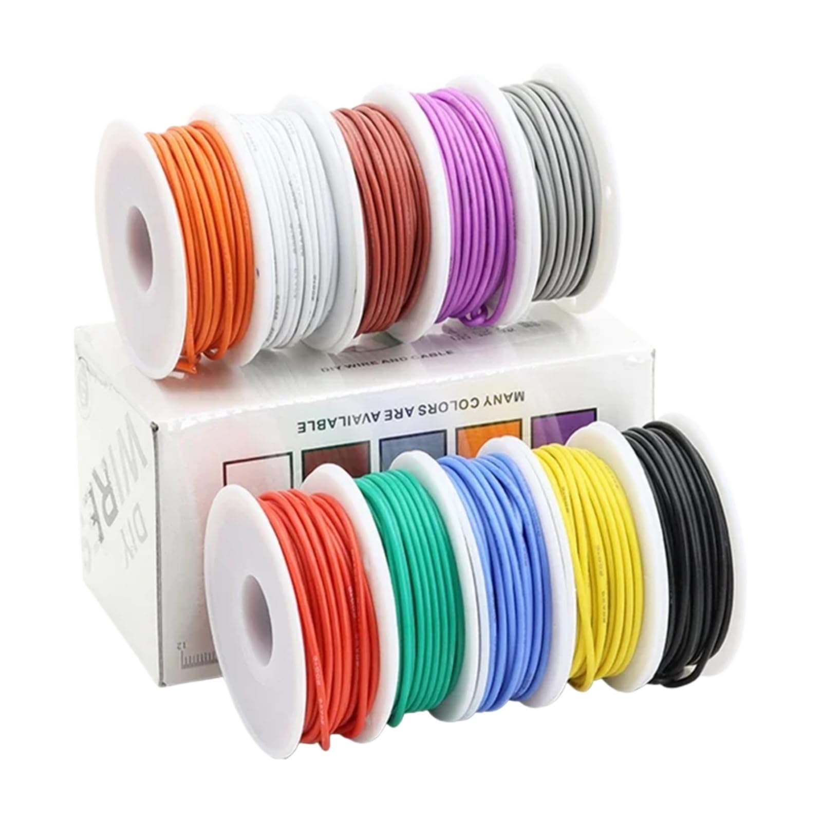 Elastyczny kabel silikonowy 5 Zestaw mieszania kolorów 30/28/26/24/22/20/18/16AWG (Boxed 2; 4 pudełka; 28AWG x10m x 5 rolek)
