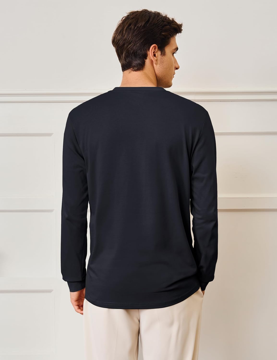 Cotrasen Mens Henley Shirts Cotton Long Sleeve Shirts 3 Button Tops Fashion Casual Basic Tee - Image 7