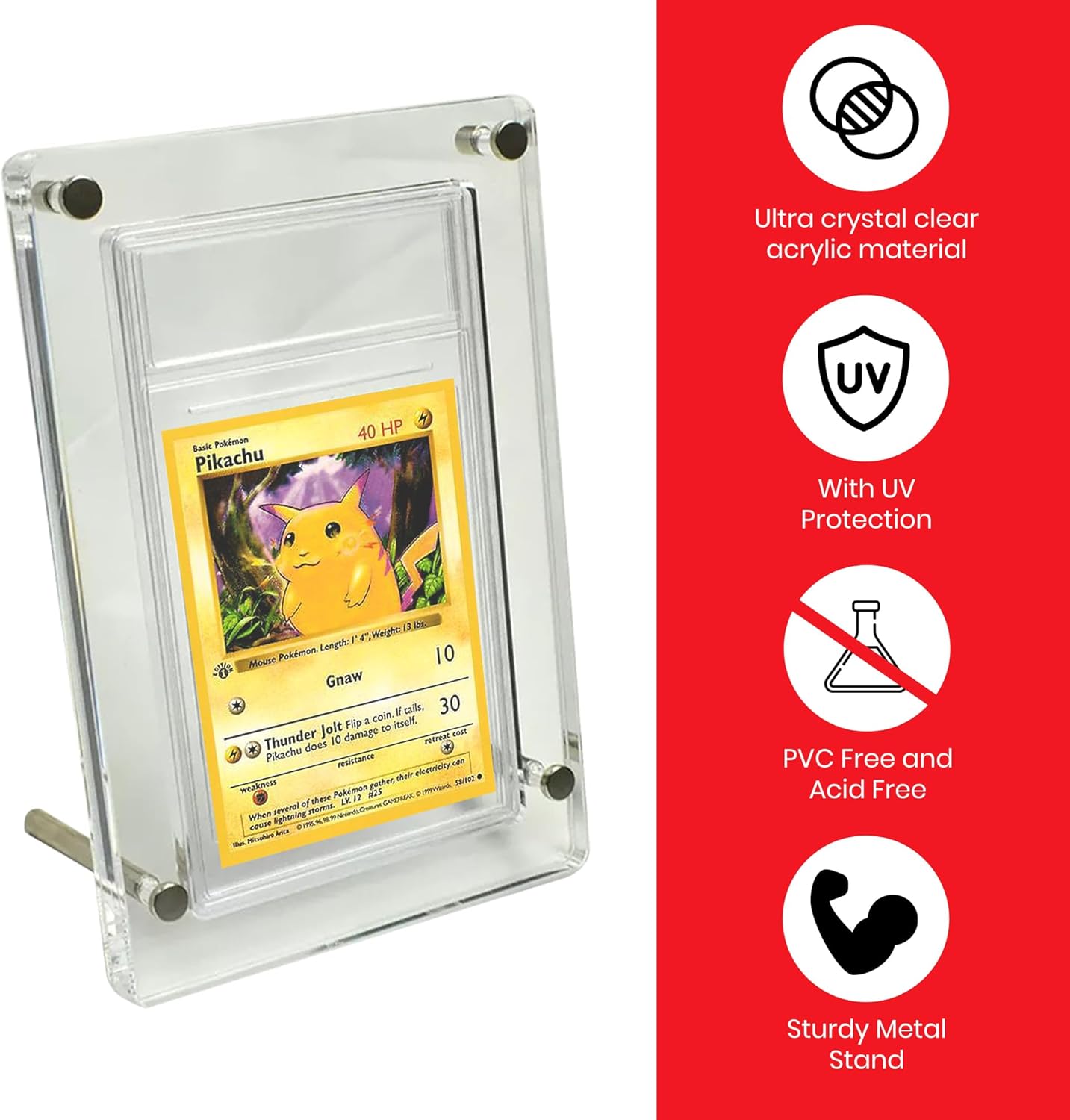 EVORETRO PSA Graded Card Display Stand (2 Pack) - PSA Card Display Acrylic Case Holder with Acid-Free Slab Frame & Metal Stand for Pokemon, Basketball, Baseball, Football, Trading Cards Protection