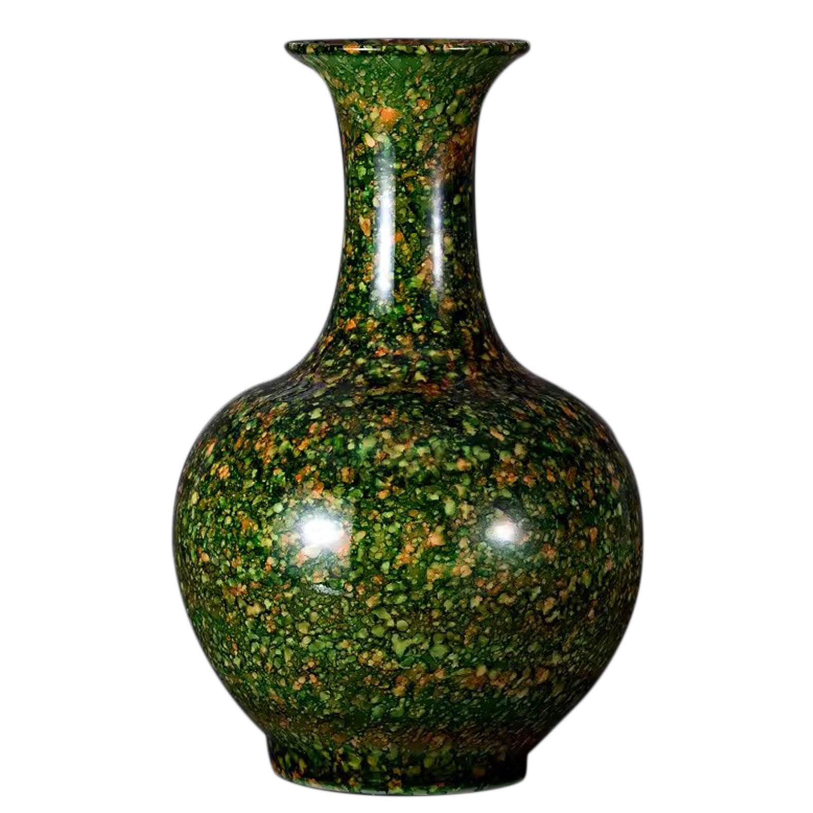 DECORN Vase for Flowers Modern Glazed Ceramic Vase Pottery Decorative Vases for Farmhouse Home Decor, Centerpiece Dining Table Decorations Porcelain, 15in Tall,Green