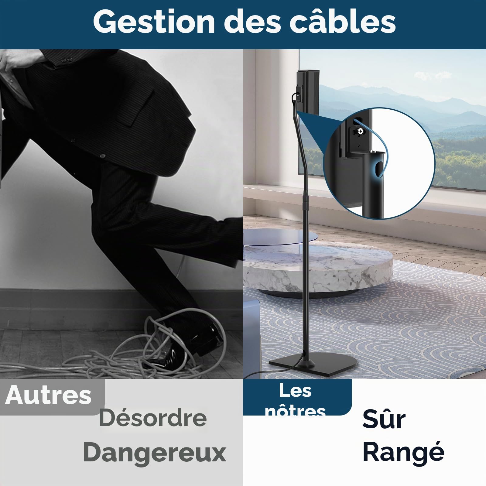 Support réglable en hauteur pour support d'enceinte Bose avec support Slideconnect pour haut-parleurs Bose Surround, Surround 700, OmniJewel Lifestyle 650, CineMate GS Serie II