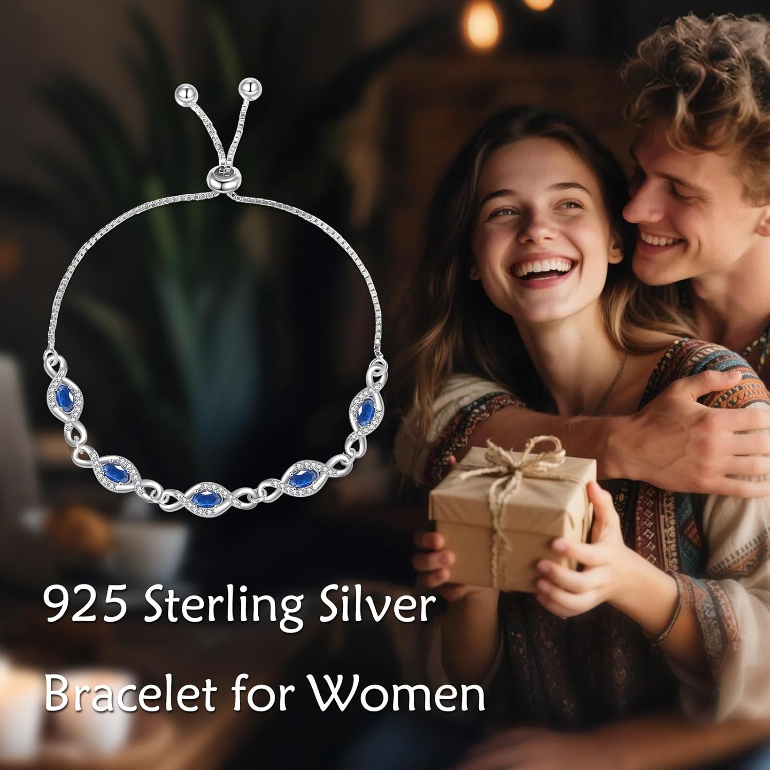 Infinity Birthstone Bracelet 925 Sterling Silver Oval Cut Gemstone Adjustable with Box Chain 6.5+2 Inch for Anniversary Birthday Women Gifts - Image 6