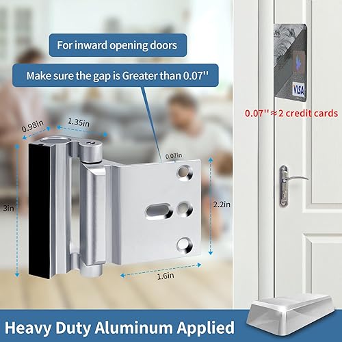 Miniatura 6 de Cerradura de refuerzo de puerta de seguridad para el hogar, pestillo de seguridad adicional para puertas delanteras, dispositivos de seguridad,