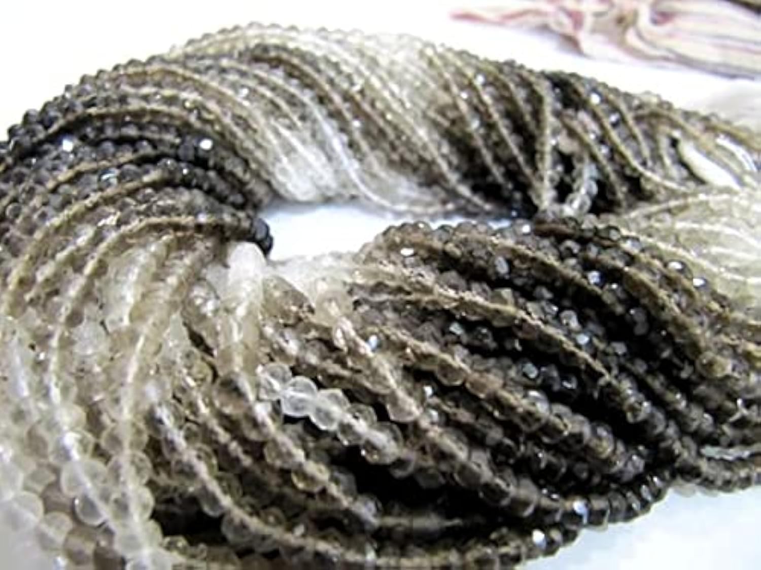 Perles quartz fumé fines 4mm pour enfilage et réparation de colliers