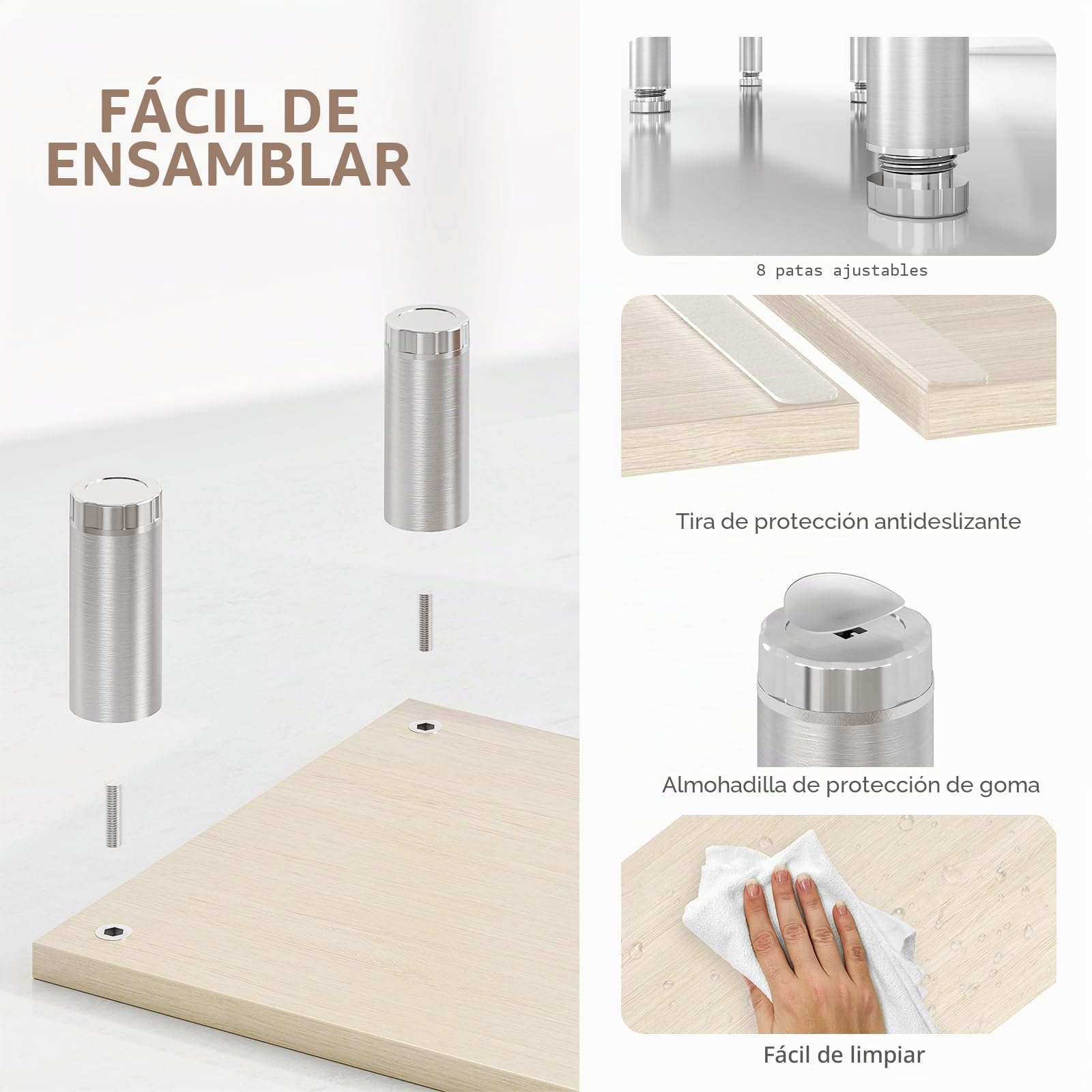 AX Waber Elevador de monitor doble, longitud y ángulo ajustables, soporte de madera para 2 monitores con almacenamiento