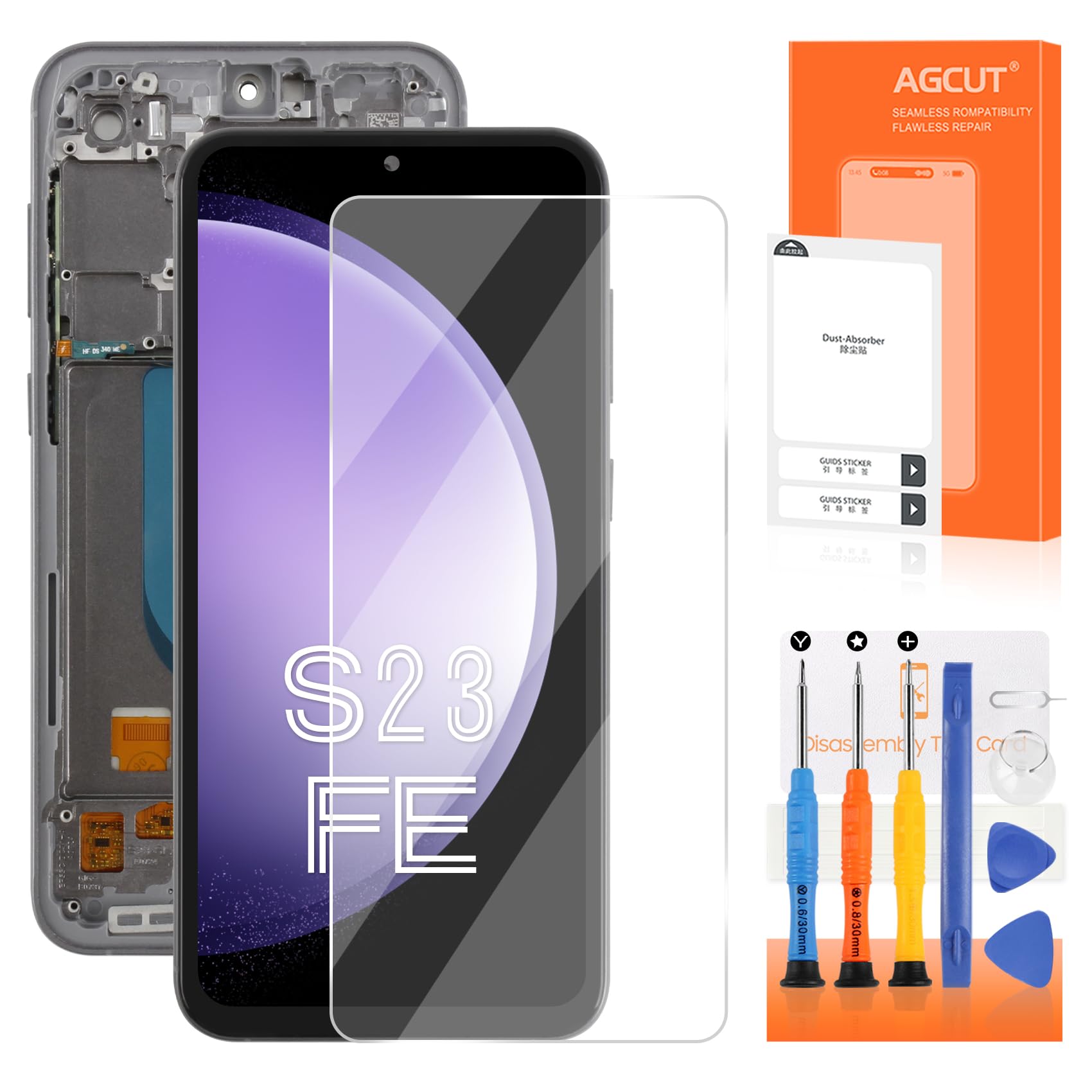 Écran Samsung S23 FE avec châssis assemblé noir de 6,4 pouces - 8