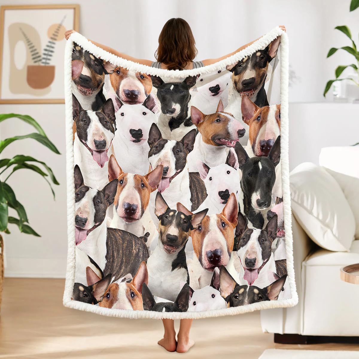 Blessliving Girls Bull Terrier 1 Bull Terrier Blanket Fuzzy Dog Blanket For Kids Adults Cute Puppy Fleece Blanket Bull Terrier Dog Animal Pattern Sherpa Throw Twin/Double Bull Terrier Gifts (150X200cm)