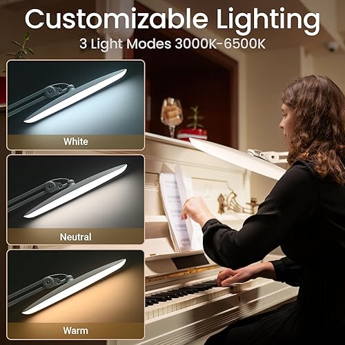 Miniatura 2 de Lámpara LED de escritorio de 1600 lúmenes, 24 W, lámpara de trabajo de arquitecto súper brillante de 20 pulgadas, 3 modos de luz, atenuación