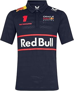 Castore Oracle Men’s Red Bull Racing F1 Team Driver Polo Shirt | Official Red Bull F1 Racing Shirt with Team & Sponsor Logos