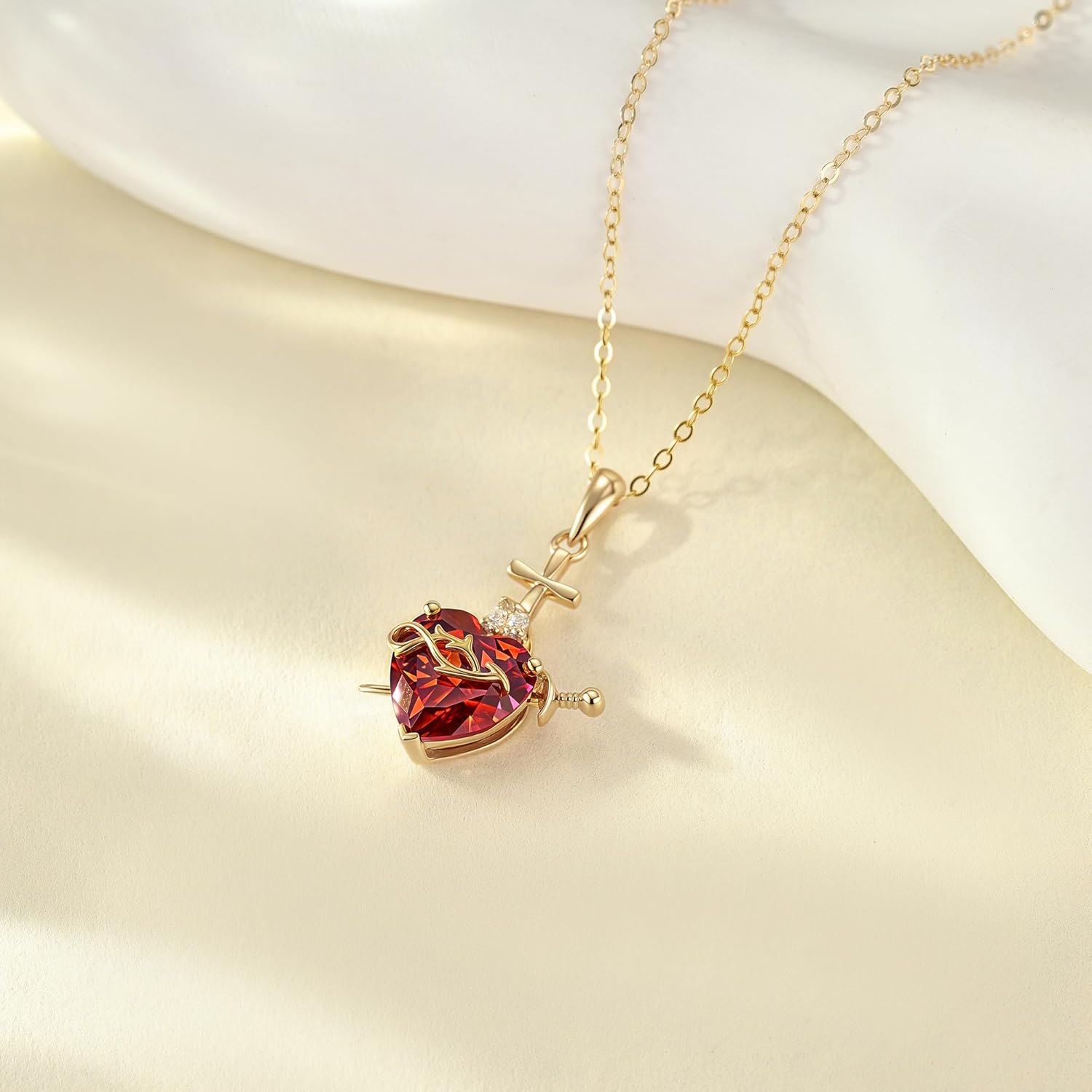 ELFRONT 14K Gold Sacred Heart of Jesus Necklace 14K Solid Gold Birthstone Heart Necklace Jesus Jewelry Gift for Women