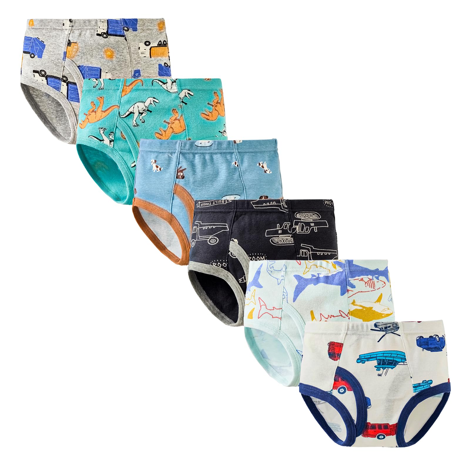 Boys Underwear Briefs Cartoon Print Pattern 100 Cotton Comfortable And Breathable Toddler Underwear 6 Pack