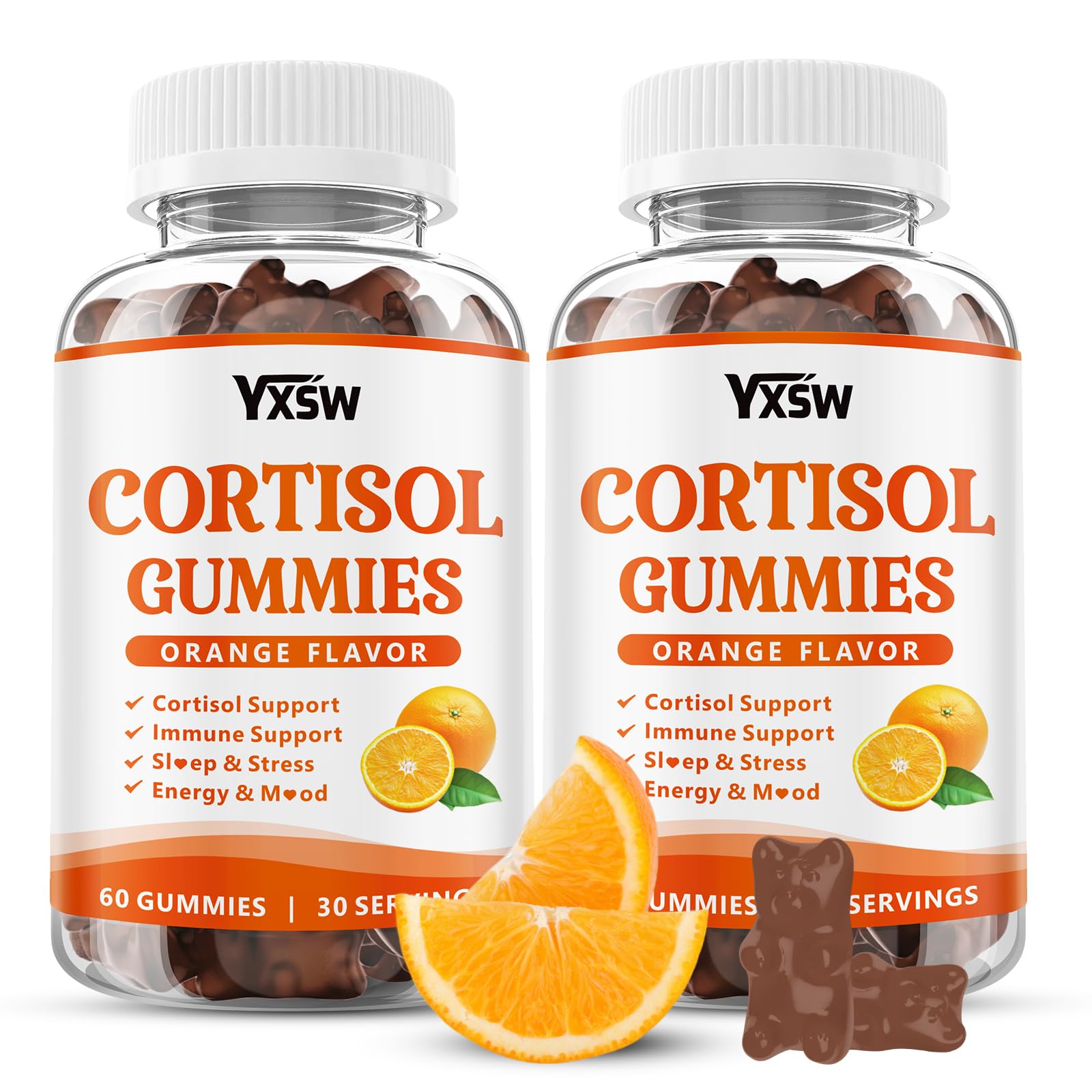 Cortisol Supplements Gummies for Women Sugar-Free Cortisol Gummies with Magnesium Glycinate Ashwagandha Rhodiola Rose Support Relaxation & Focus, Orange Flavor, 120 Count 120 Count (Pack of 1)