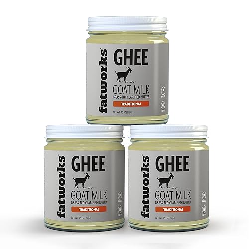 Fatworks Ghee de leche de cabra 100% alimentado con pasto y filtrado fino, pastos criados en una pequeña granja familiar de los Estados Unidos.