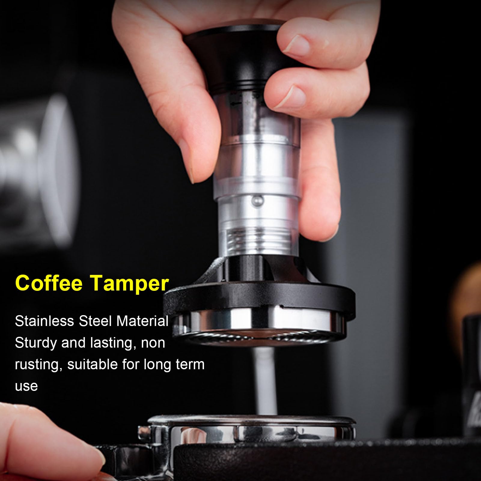 Zerodis Kaffee-Tamper 58 Mm, Federbelasteter Tamper mit Edelstahl-Wellenbasis für Barista-Kaffeezubehör zu Hause