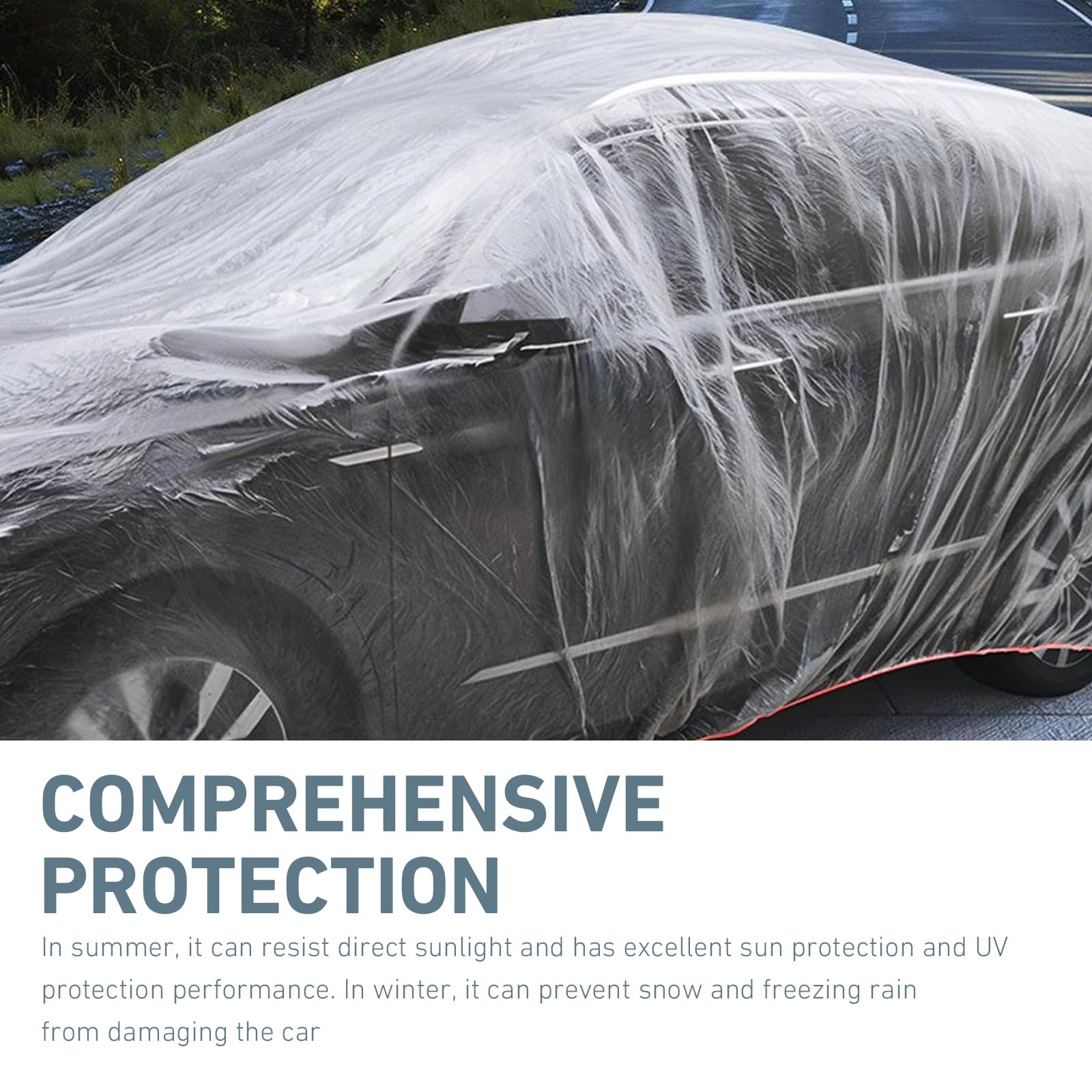 Ypoyney 4 PCS Disposable Car Cover 12 4FT x 21 6FT Clear Rain Dust Garage Cover Clear Plastic — view 7