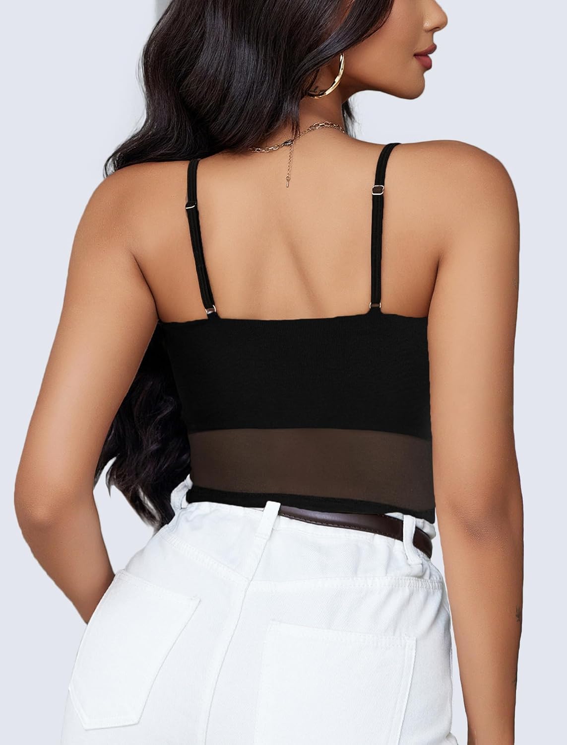 Avidlove Bralettes for Women Spaghetti Strap Mesh Tank Top Tube Slim Y2K Camisole Ultra-Cropped Tops Lightweight(1 & 2 Pcs) - Image 2