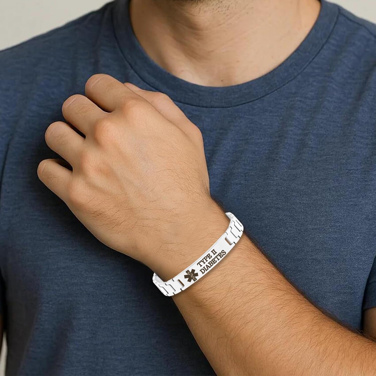 Stainless Steel Medical Alert Bracelet – Laser Engraved for Multiple Conditions, Lightweight Waterproof Design with Link Remover, Comfortable for Daily and Outdoor Use