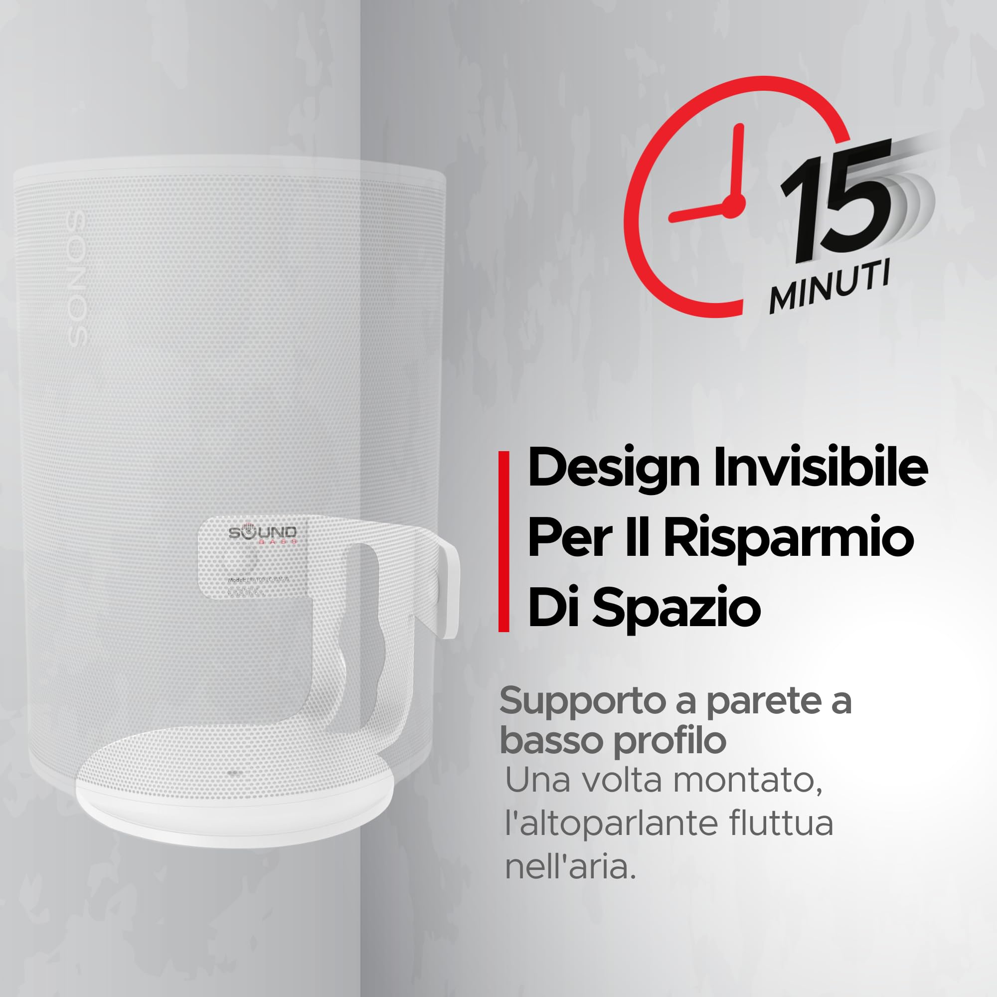 Supporto Angolare da Parete ERA 100 Profilo Basso Bianco Singolo Compatibile con Sonos ERA100 & ERA 100 SL
