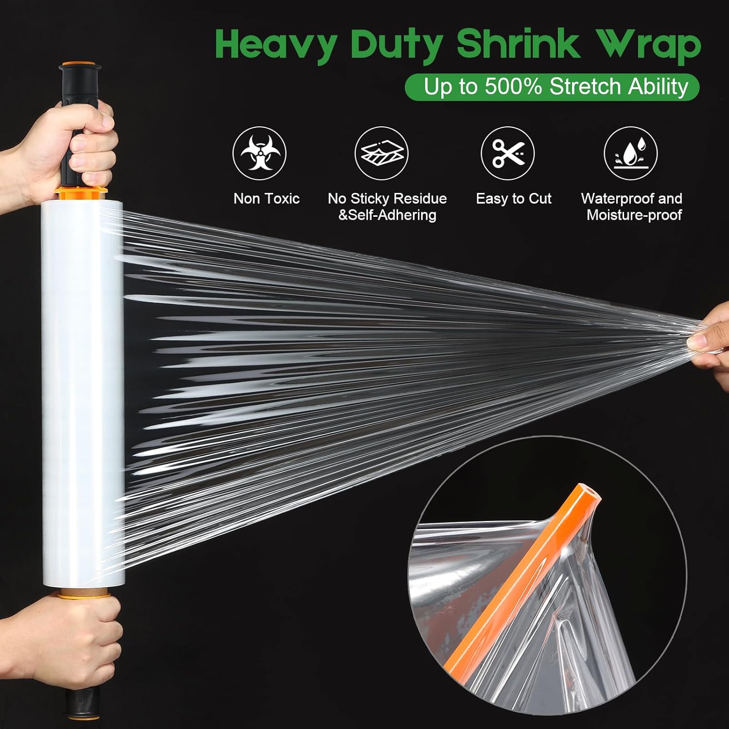 4 Rolls Stretch Wrap 15"x1000 Feet Stretch Film Shrink Wrap Packing Moving Suppliers for Shipping Moving Suppliers Packing Pallet Wrapping Surface Protection 60 Gauge (4 Rolls)