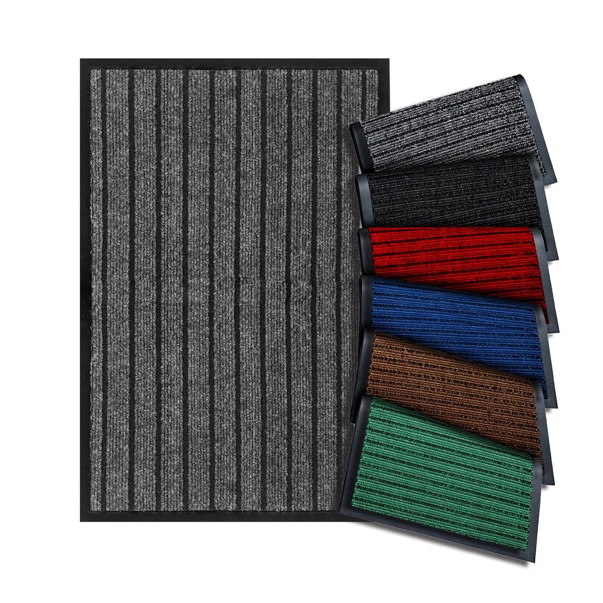 PHP Heavy Duty Rubber Runner Rugs for Hallways - Dirt Trapper Indoor and Outdoor High Traffic Areas, Garages, Storefronts, and Everyday Home Use Carpet Runners (Grey, 80x150cm)