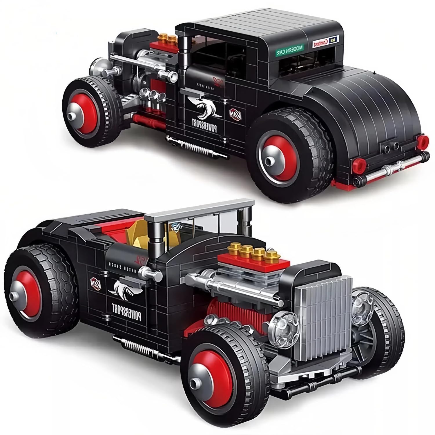 Technology Classic Retro Car Building Block Set, 452 Pieces Pull-back Vintage Car Building Kit