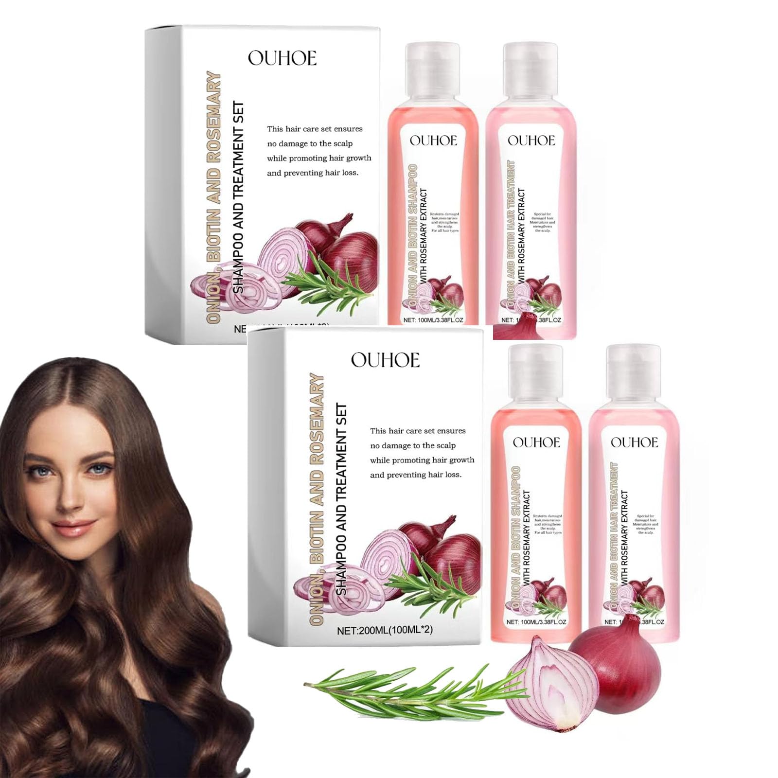 Onion, Biotin and Rosemary Shampoo and Treatment Set, Onion Biotin Shampoo and Conditioner, Shampoo De Cebolla Y Romero, Champu De Cebolla Y Romero Con Biotina, Natural Sant Shampoo De Cebolla (2set)
