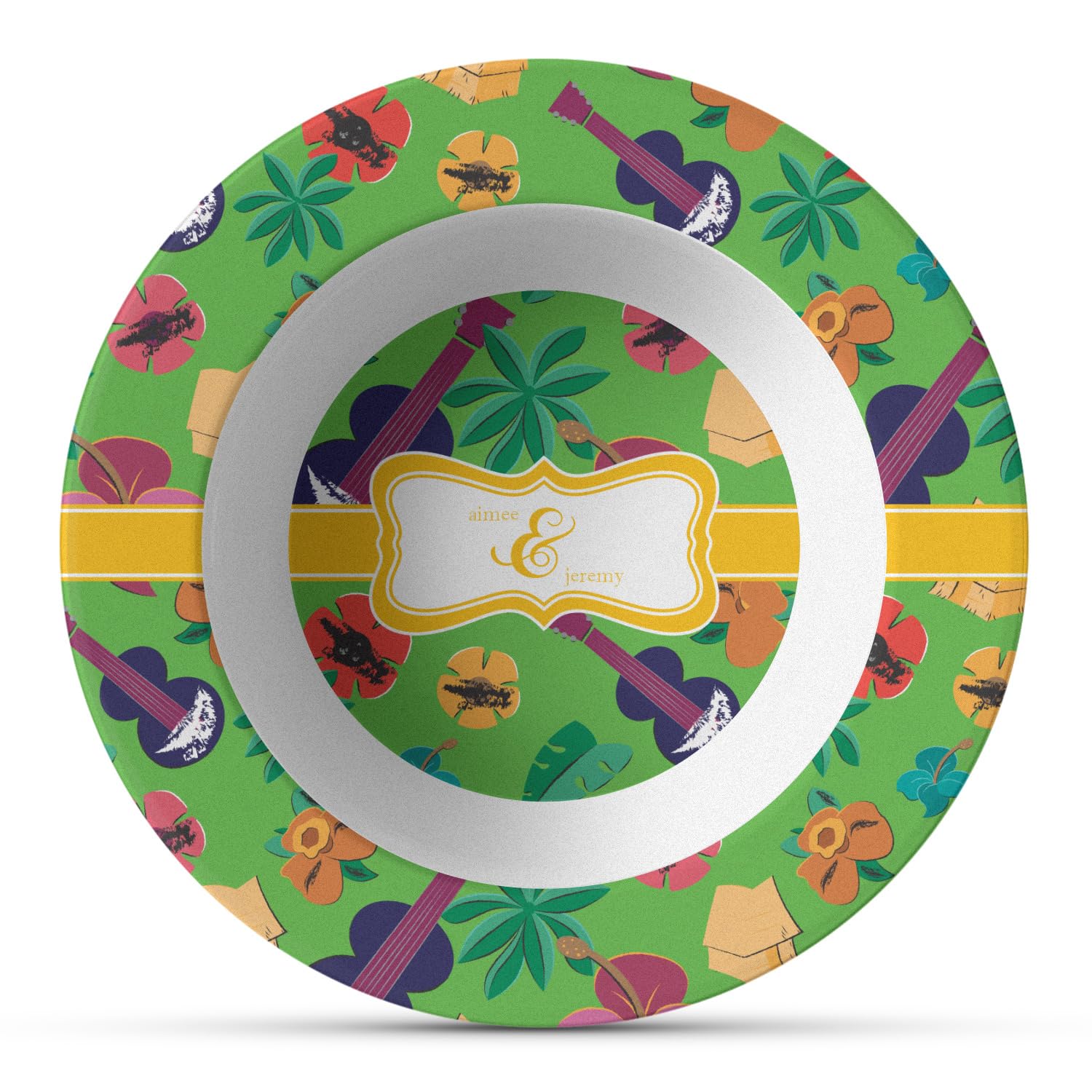 Personalized Luau Party Plastic Bowl - Microwave Safe - Composite Polymer