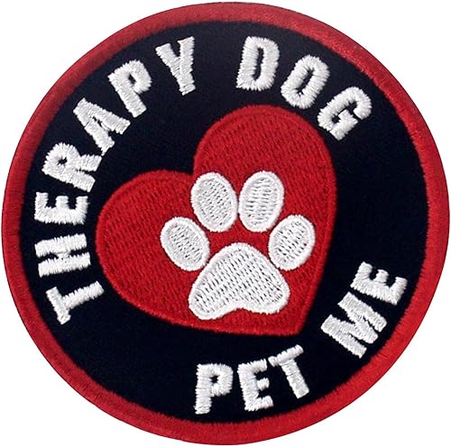 Miniatura 3 de TailWag Planet Therapy Dog Pet Me Servicio de Apoyo Emocional Perro Moral Parche Táctico Bordado Insignia de Gancho y Bucle Emblema