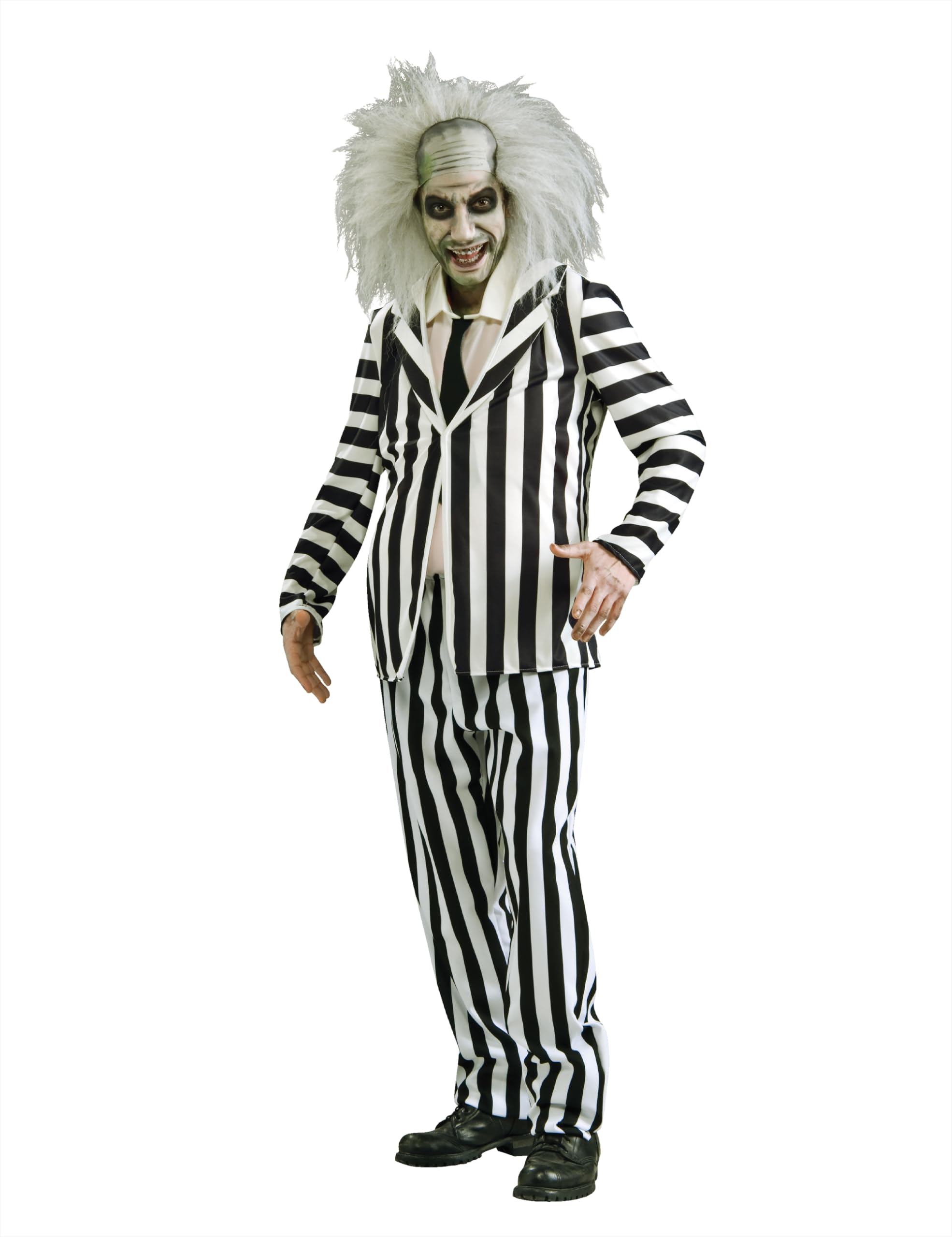 Beetlejuice Men's Costume for Themed Parties and Halloween, Black/White, Standard