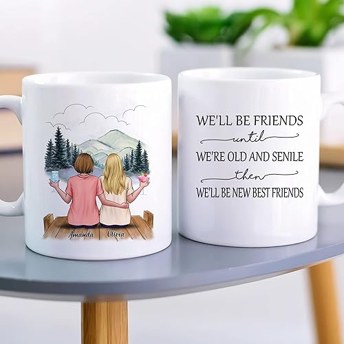 Miniatura 3 de Gossby Taza de café personalizada para hermana, regalo personalizado para hermana de 2 hermanas con diseño, nombre, cumpleaños, Navidad, regalo para