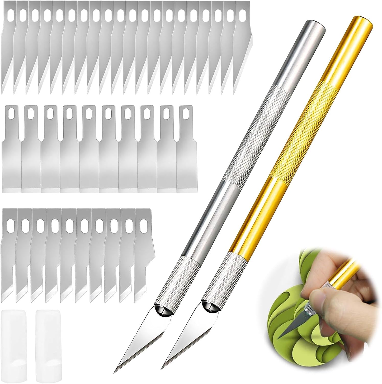 Craft Knives Set 2Pcs Exacto Knife + 40Spare Replacement Craft Knife