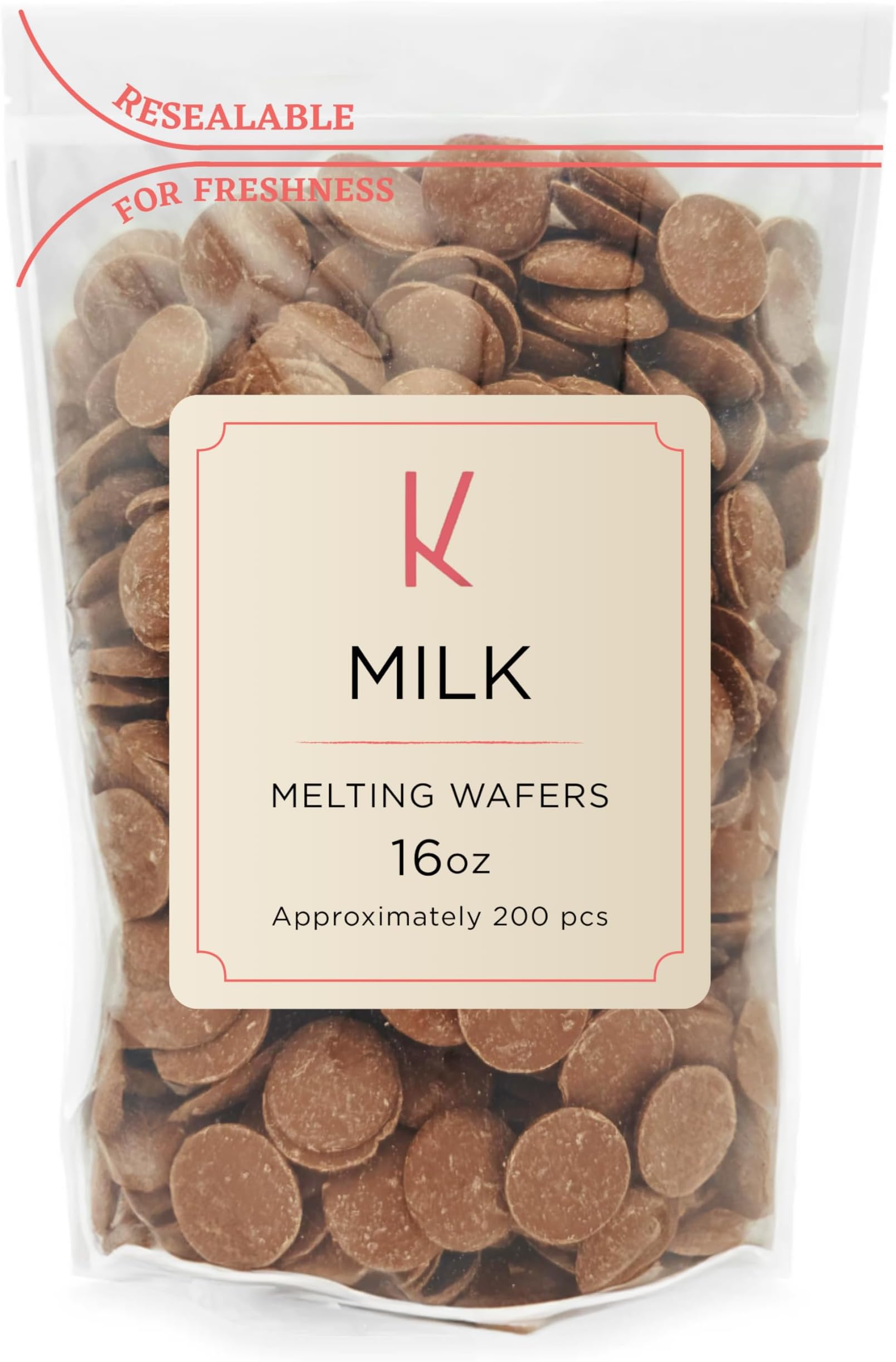 K Chocolate Melting Wafers Bulk Perfect For Dipping, Deserts, Baking And More (1 Pound, Milk)