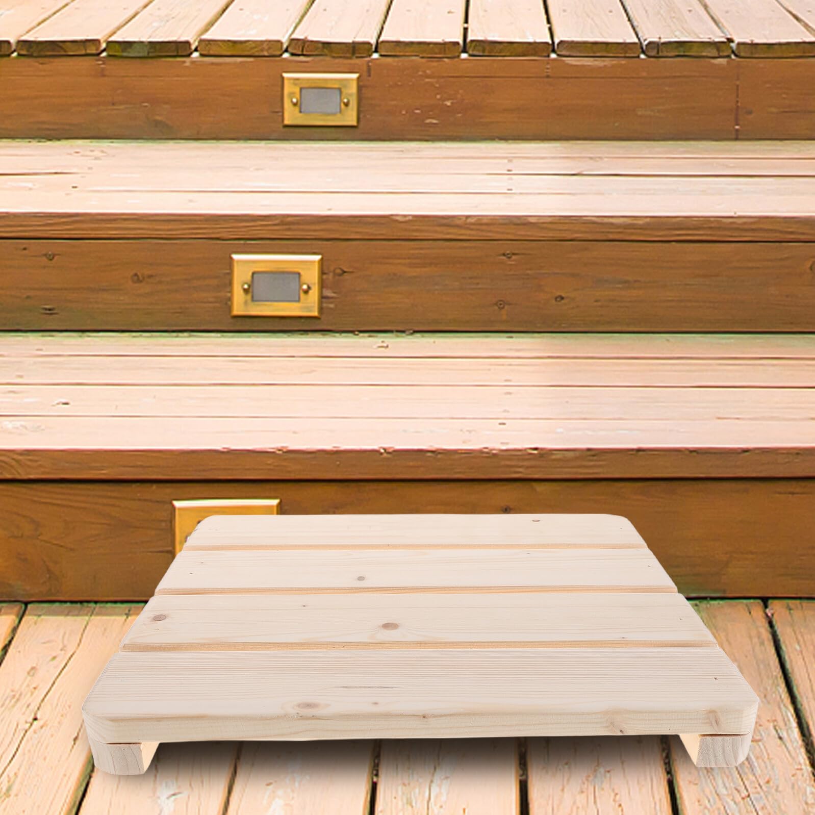 rutschfeste Holz Duschmatte Massives Kiefernholz mit Erhöhter Lamellenstruktur Rutschfestes Spa bodenpodest für Badezimmer Sauna Pool und Wellnessbereiche
