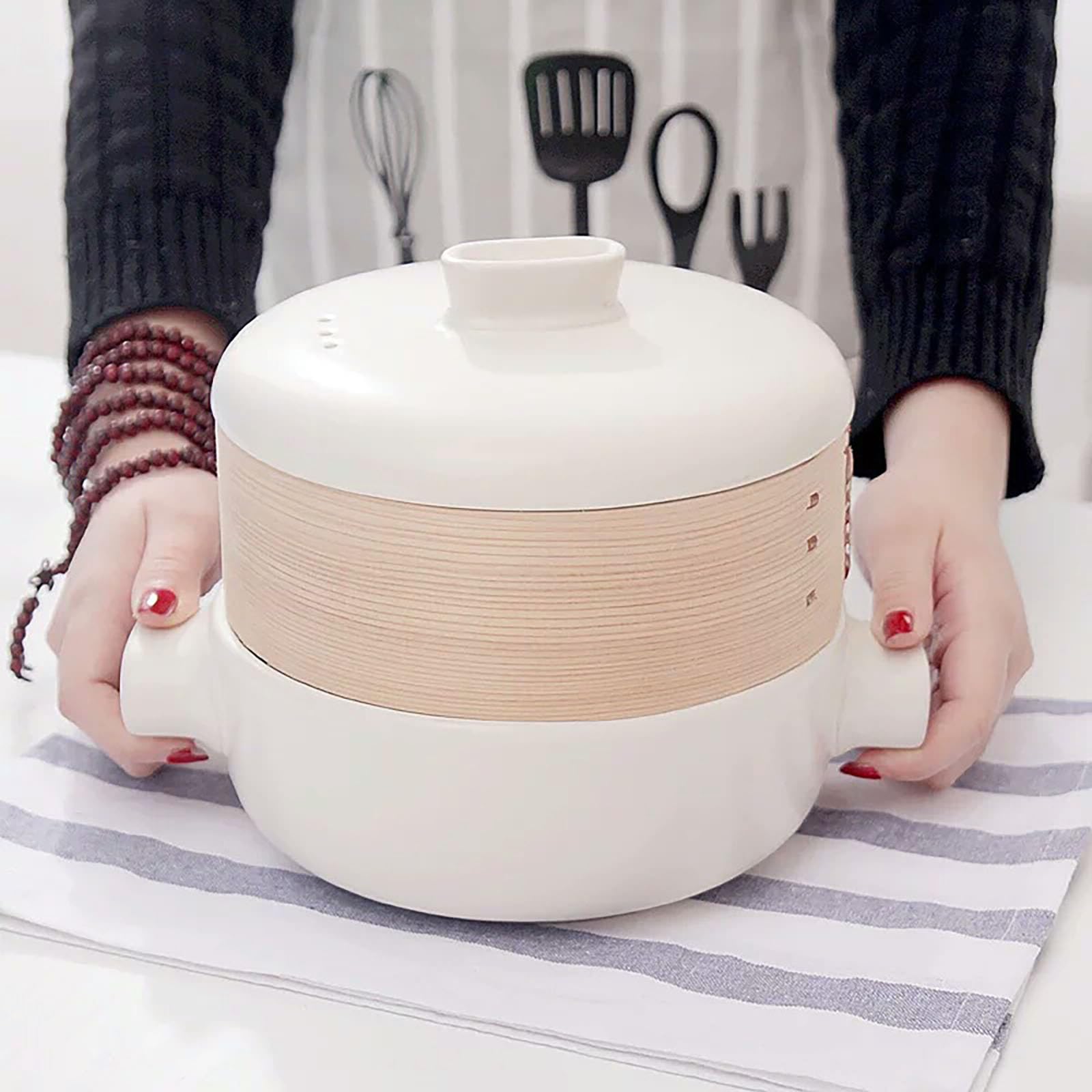 Garnek do gotowania na parze z pokrywką i koszem(White,2L)