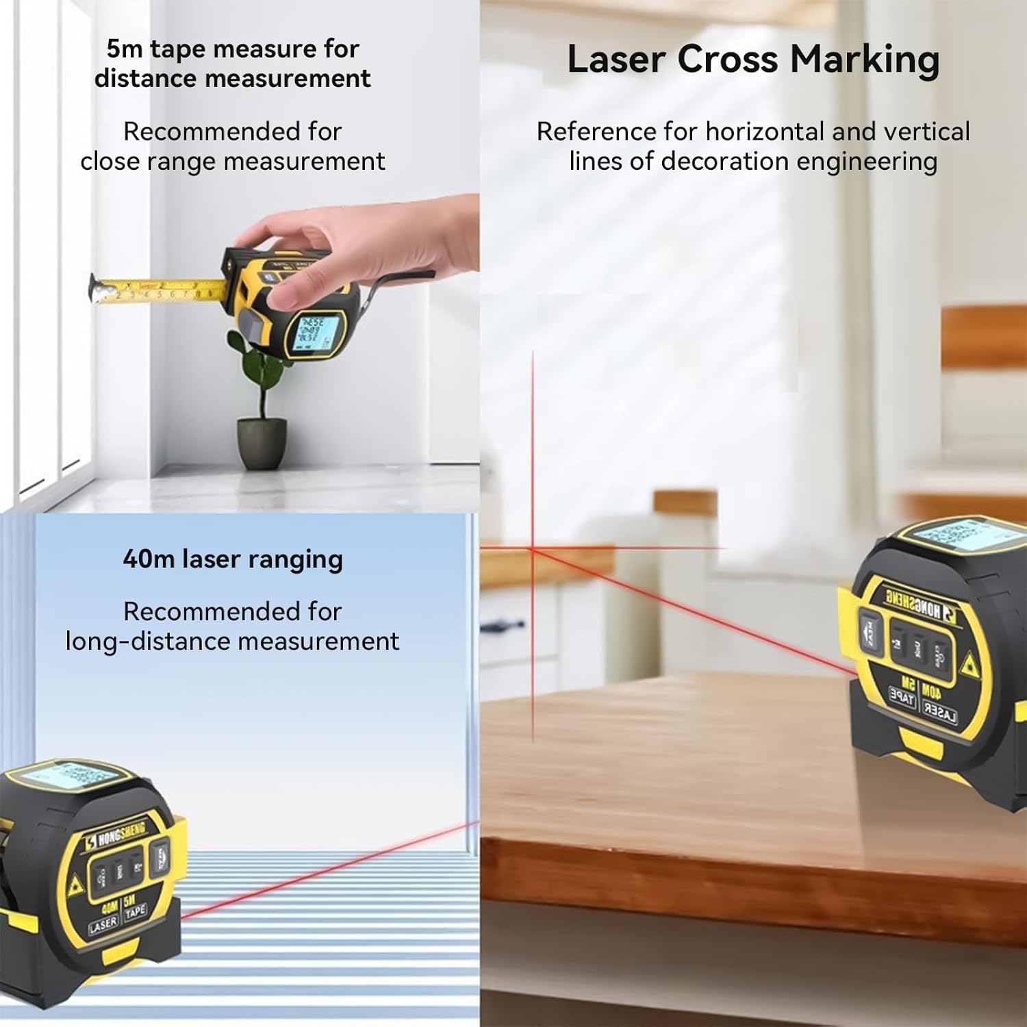 The Ruler 3 in 1 Finder Digital Tape Measure, 2026 Upgrade Measuring Tape with LED Display, 196FT Durable ABS Case with Level, AutoLock, Measure Area, Volume, Data Storage