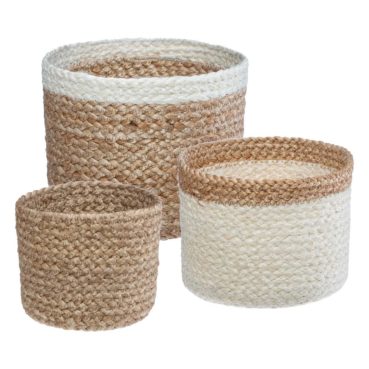 ATMOSPHERA CREATEUR D'INTERIEUR - Set di 3 cesti in juta bianca Jackson D11 16 19cm