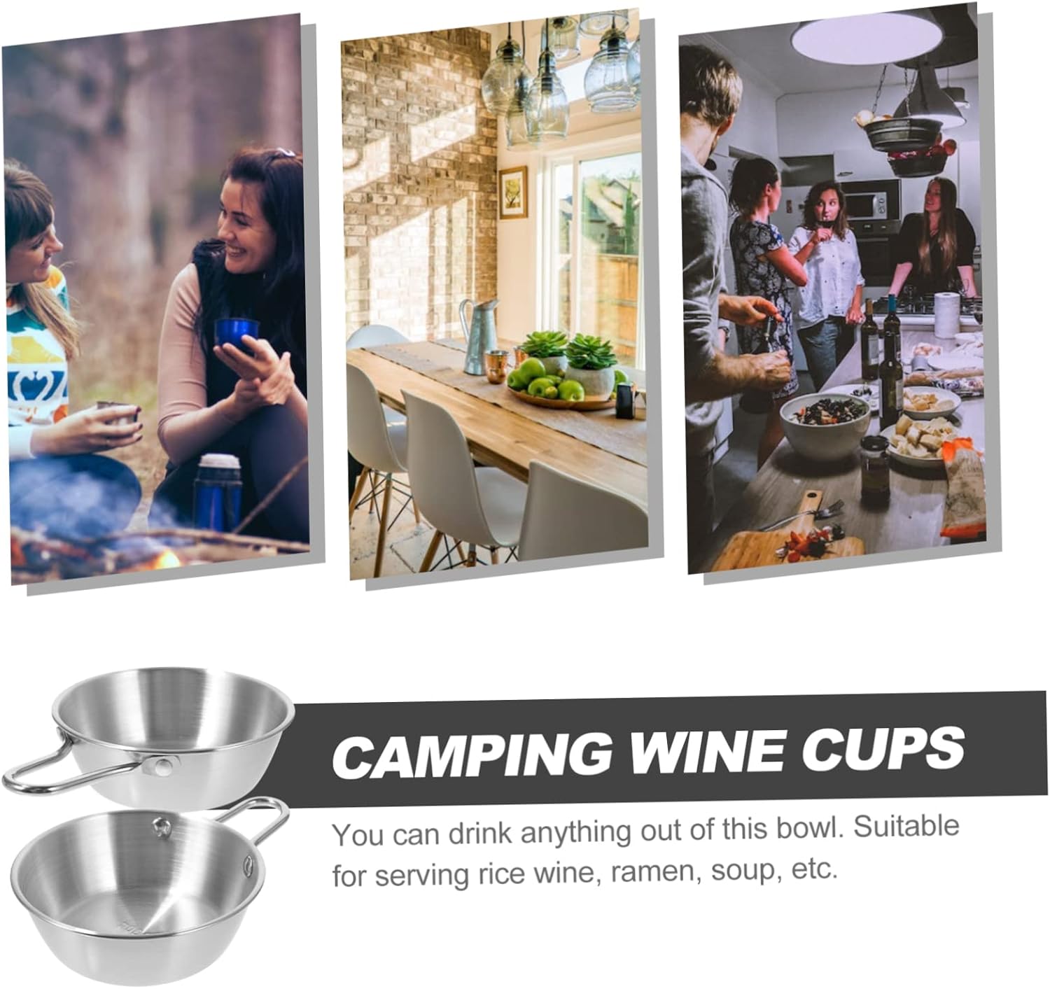 GANAZONO 2pcs Camping Bowl Handles Soup Bowls Camping Mug for Outdoor and Picnic