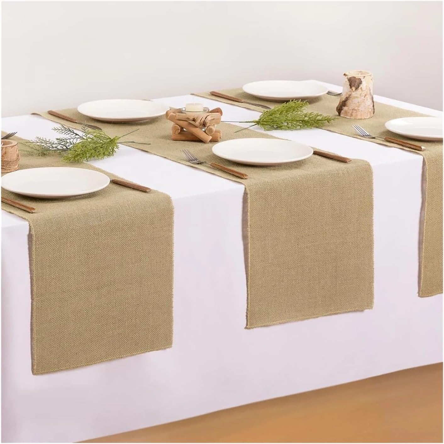 Burlap Table Runners Burlap Table Runner Rustic Jute Boho Table Runner for Farmhouse Coffee Table Spring Wedding Baby Shower(30x220cm)