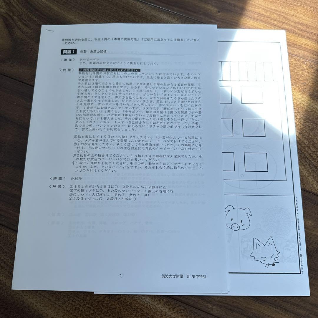 Amazon.co.jp: 小学校受験 筑波大学附属小学校 問題集 コピー : おもちゃ