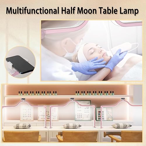 Miniatura 7 de KEDAO Luz de uñas para escritorio, luz de media luna para escritorio de uñas, lámpara de mesa LED plegable de 34 pulgadas, manicura para mesa,