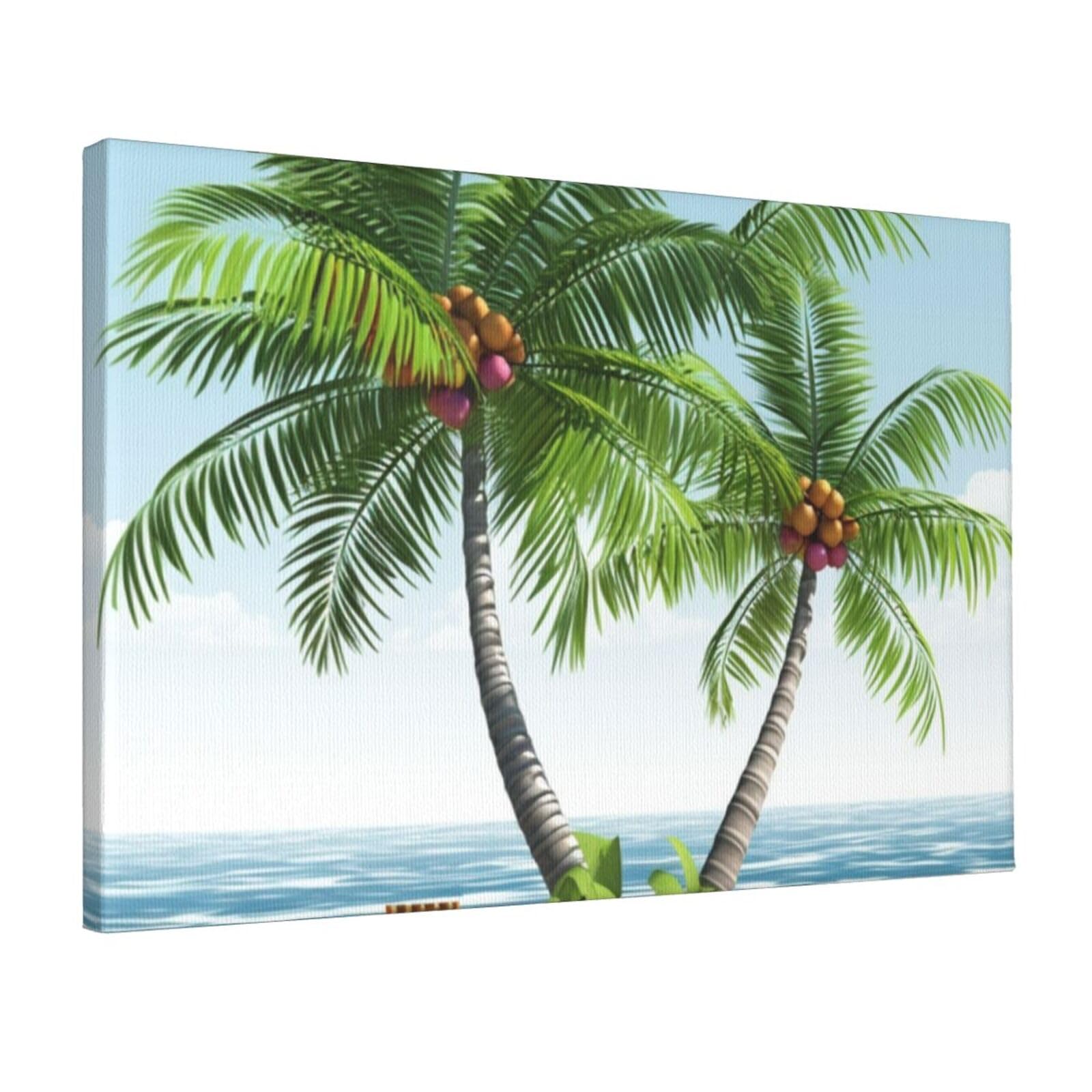 KLOPH Tropical Palm Tree Canvas Wall Art for Living Room 12"x18" Modern Artwork Painting for Bathroom Hanging Canvas Prints Aesthetic Wallart for Bedroom Kitchen Office Wall Decor