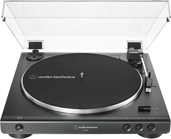 Audio-Technica AT-LP60X-BK Fully Automatic Belt-Drive Stereo Turntable, Black, Hi-Fidelity, Plays 33-1/3 and 45 RPM Vinyl Records, Dust Cover, Anti-Resonance, Die-Cast Aluminum Platter