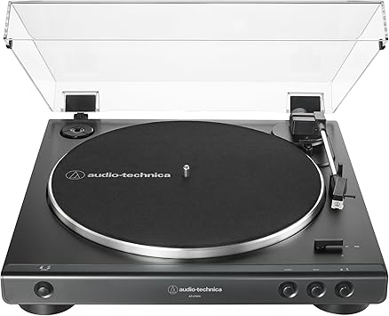 Audio-Technica AT-LP60X-BK Fully Automatic Belt-Drive Stereo Turntable, Black, Hi-Fidelity, Plays 33-1/3 and 45 RPM Vinyl Records, Dust Cover, Anti-Resonance, Die-Cast Aluminum Platter