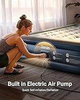 Vista 3 de iDOO - Colchón de aire tamaño Queen con bomba integrada, colchón inflable elevado de 18 pulgadas, cama de aire portátil de cuatro cámaras mejorada